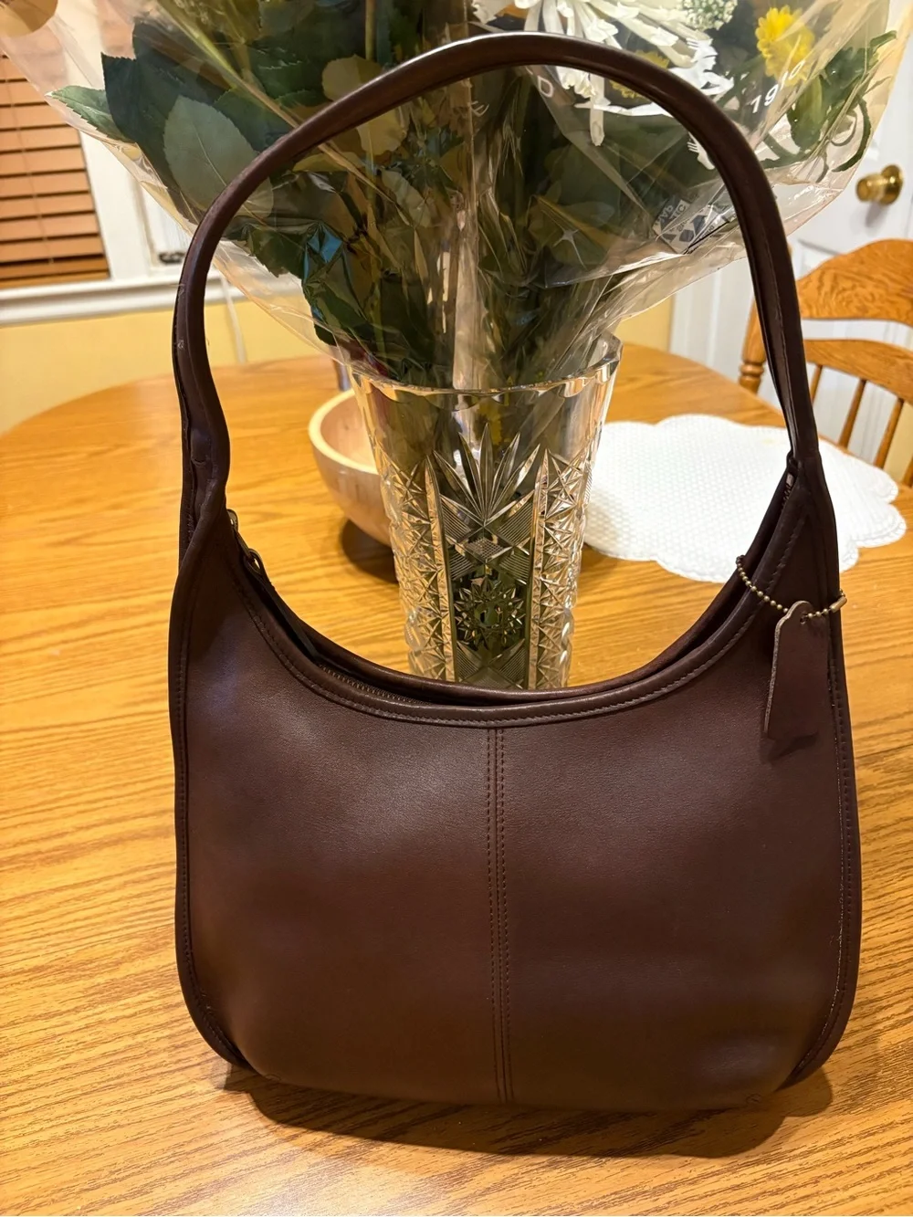 Vintage Coach Large Ergo 9025 Mahogany Brown Leather Shoulder Bag 1998